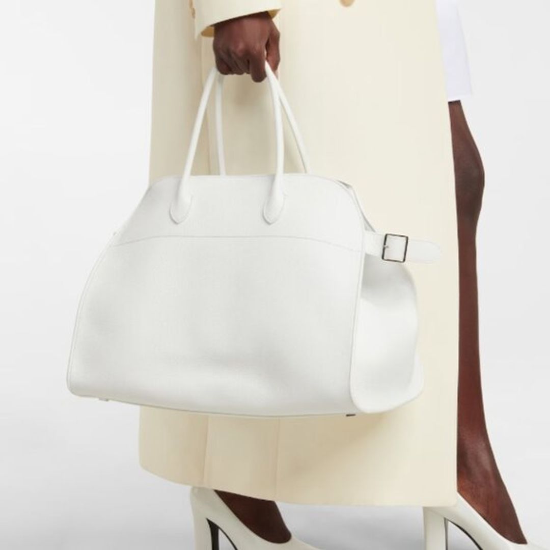 The Row Soft Margaux 15 Bag in White Leather