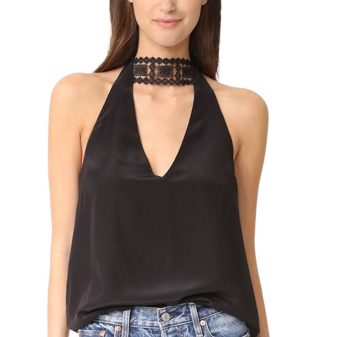 Silk Choker Top In Black