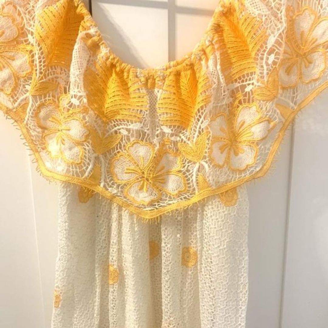 Miguelina Boho Chic Crochet Lace Off-Shoulder Dress