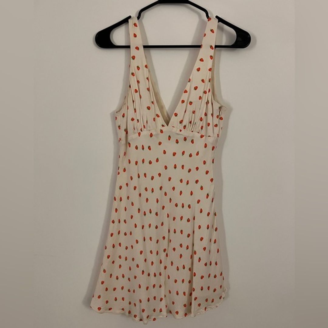 Zara Viral Strawberry Plunge V Neck Satin Dress