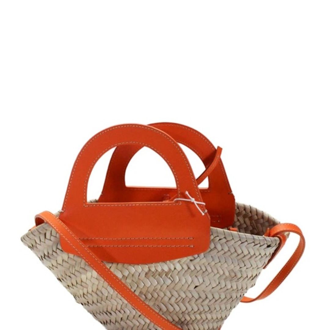 Hereu Mini Cabas Straw Tote Tangerine