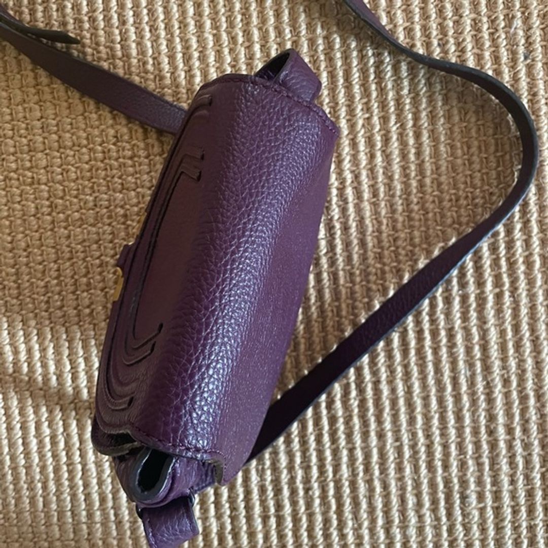 Small Marcie Grained Leather Bag in Burgundy