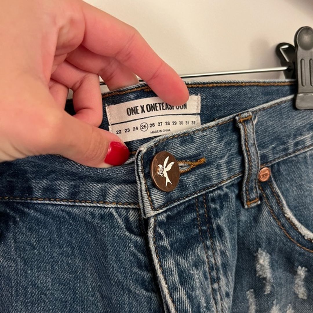 One Teaspoon Bandit Mini Denim Jean Distressed Cutoff Shorts