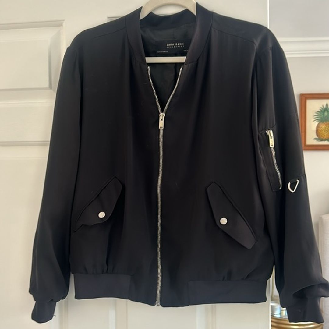 Zara Black Bomber Jacket - M, US