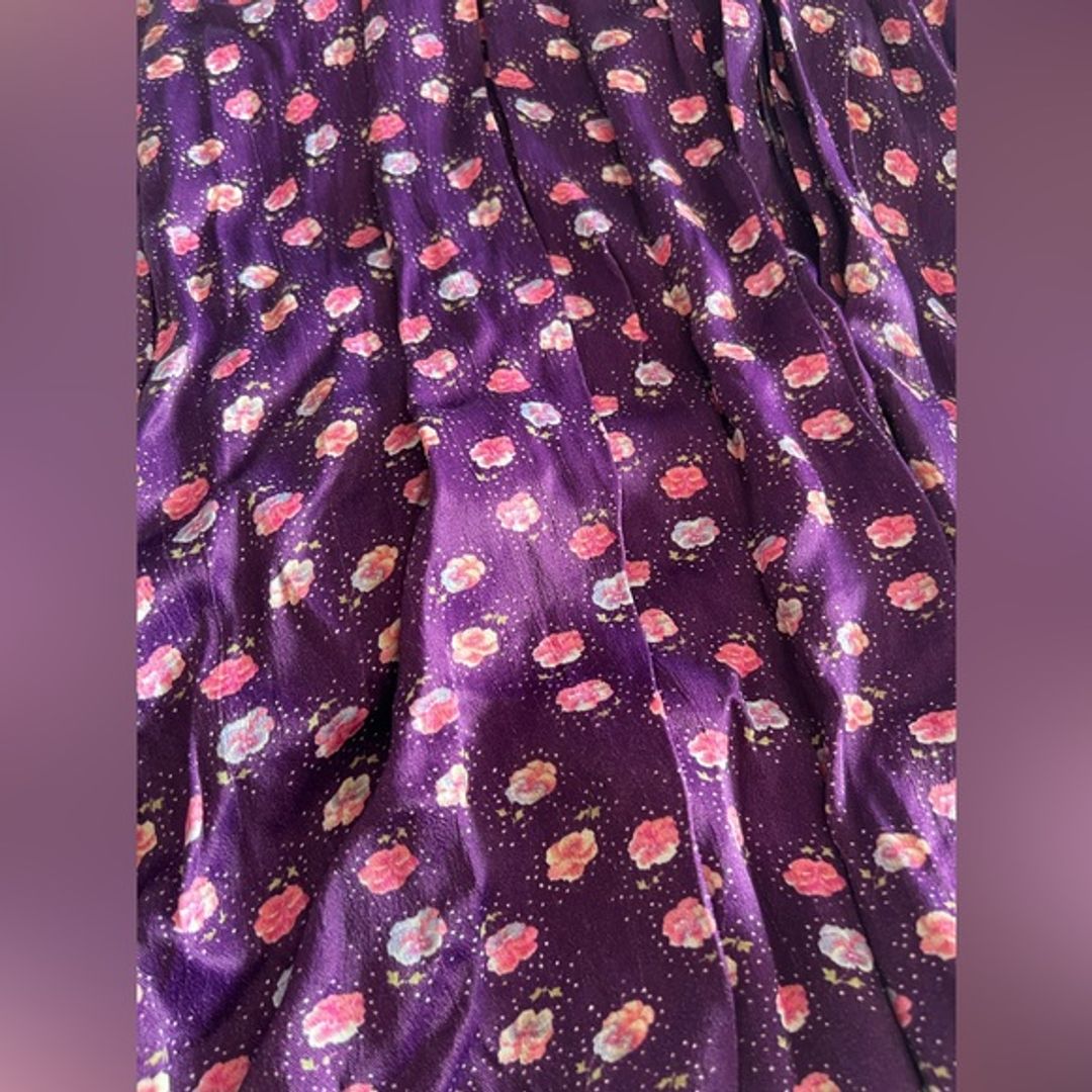 Rotate Birger Christensen Pansy Print Clair Midi Long-Sleeve Dress | Purple