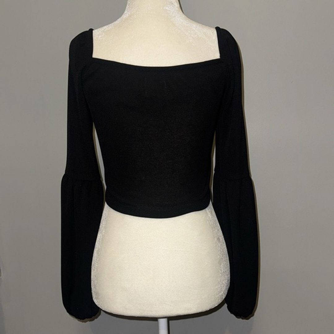 Princess Polly Black Ruched Tie Front Crop Blouse,