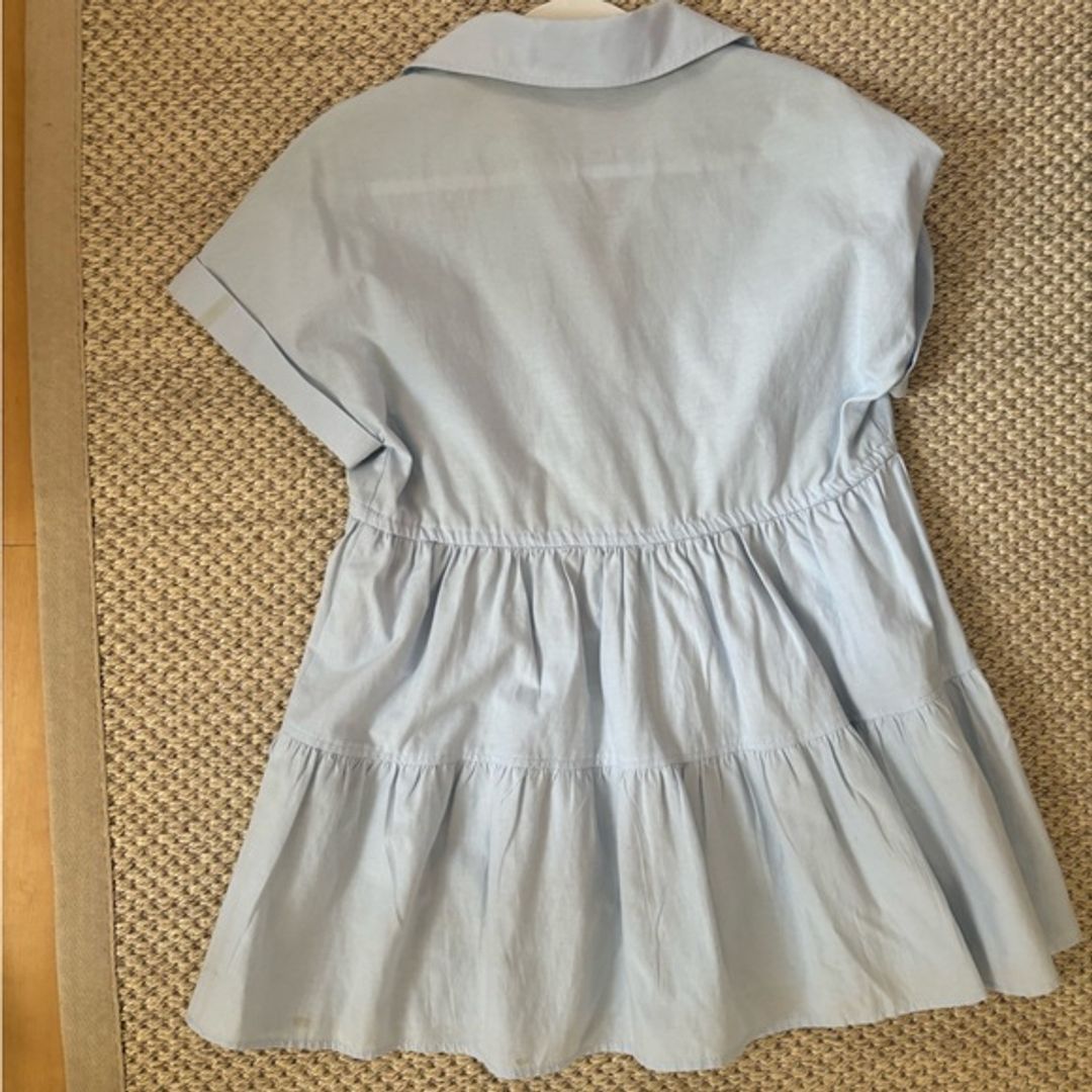Zara Light Blue Collard Mini Dress with Waist Tie