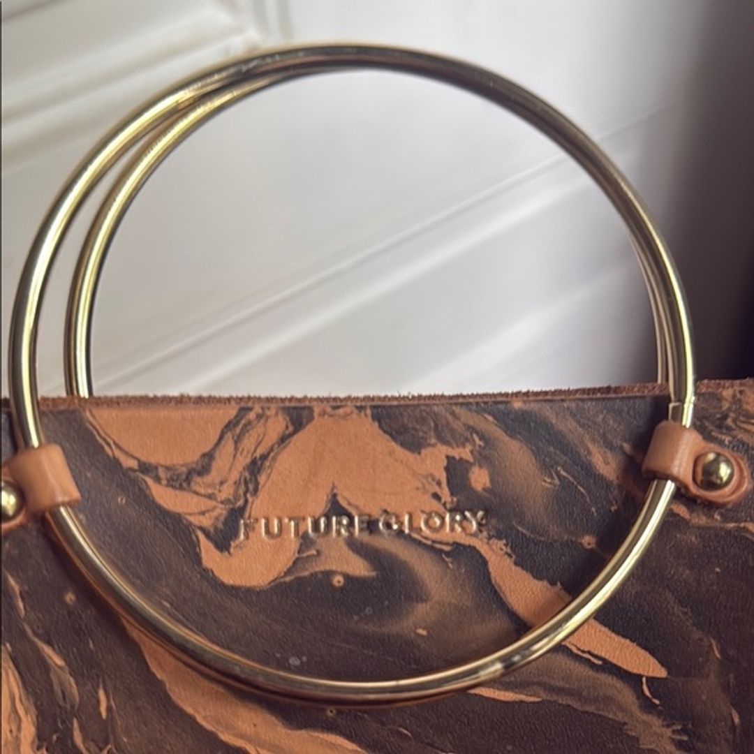 Future Glory Co. Marble Pattern Handbag with Gold Bangle Handles
