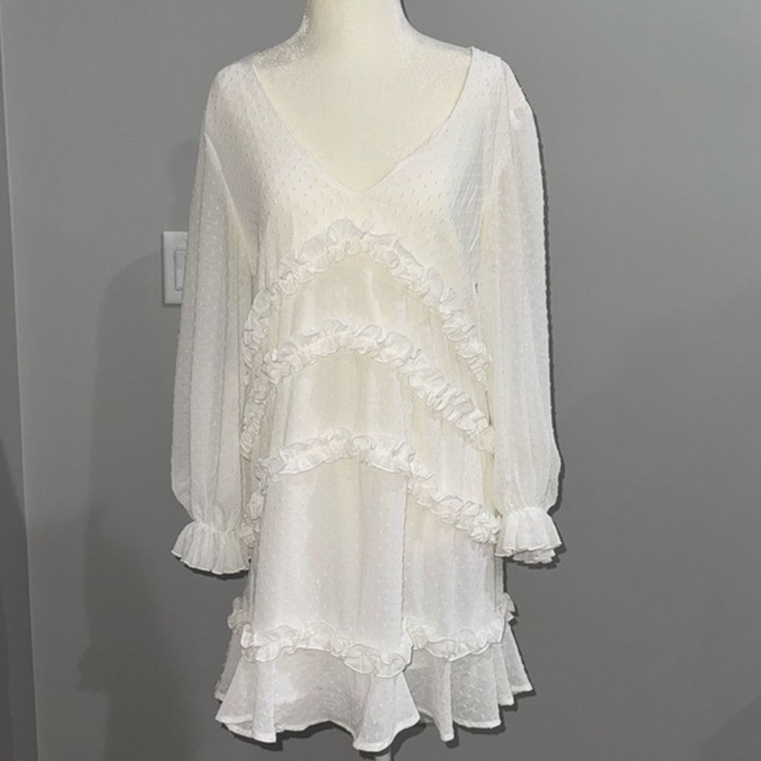 Elegant White Ruffle Dress