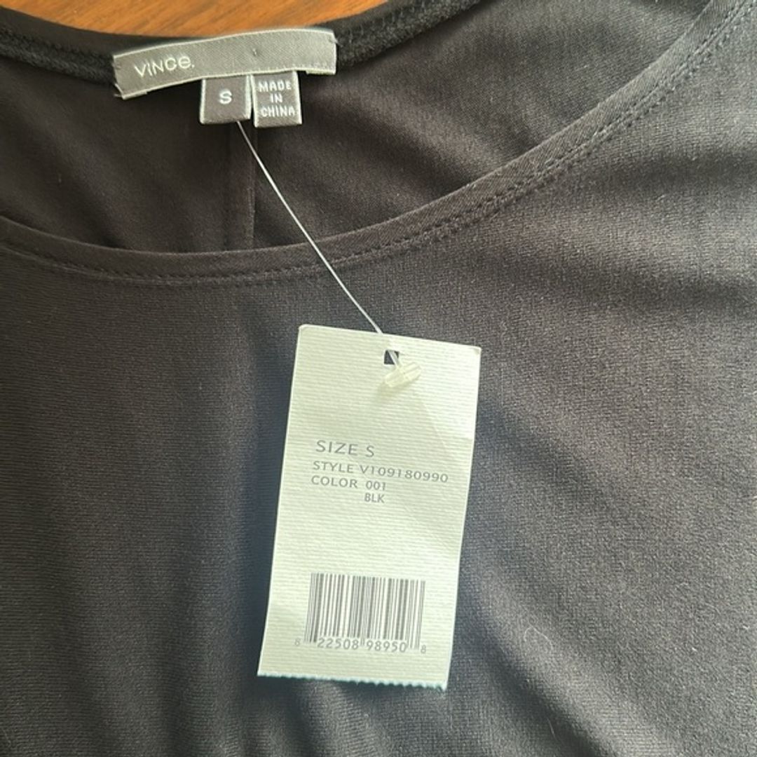 NWT Vince Black Tunic Tee Top Dolman Long Sleeve  Viscoce Stretch  