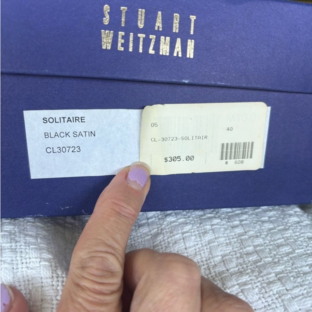 NWT Stuart Weitzman Solitaire Black Satin High-Heel Pumps