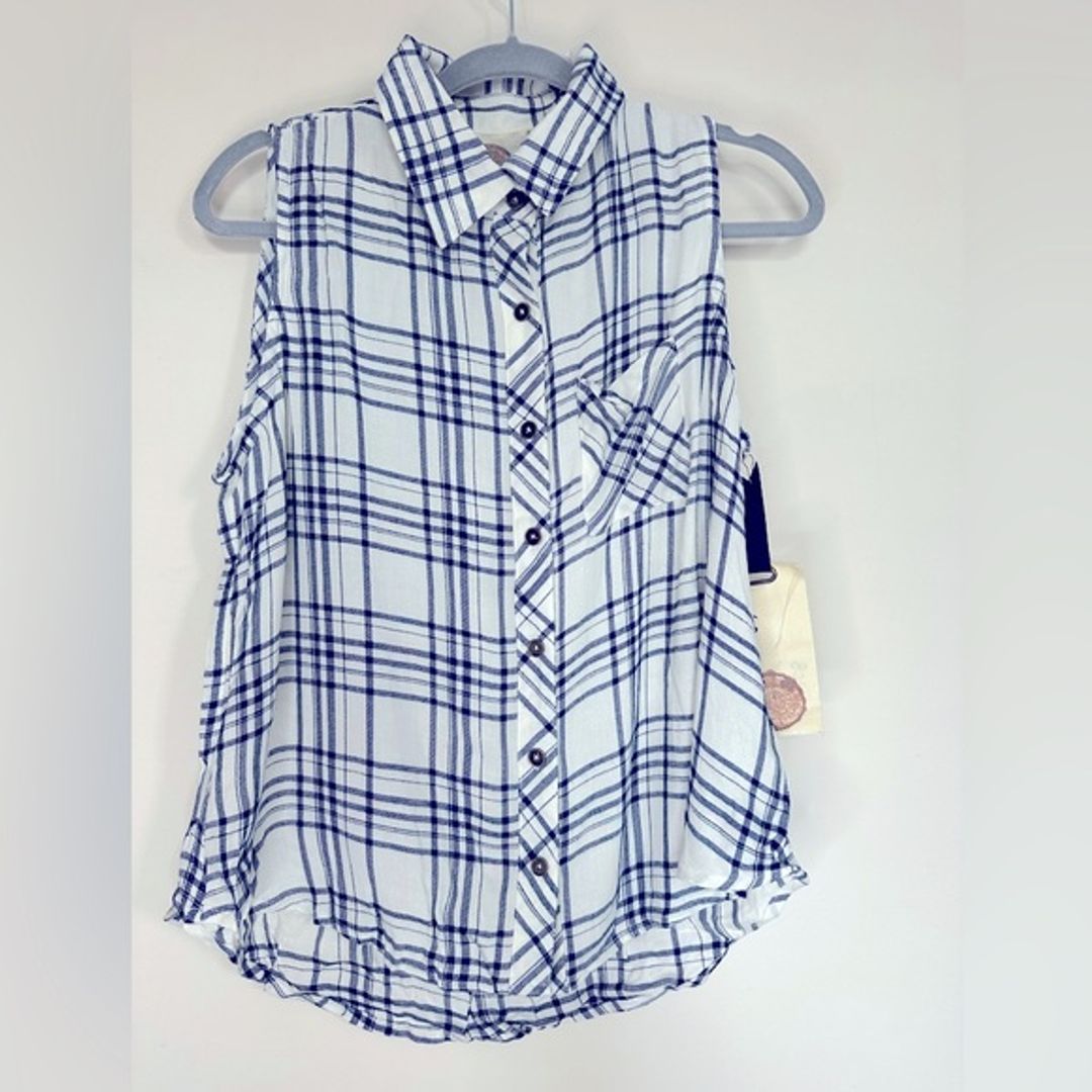 Anthropologie Ash and Ember shirt Hermosa sleeveless Plaid Flannel NWT
