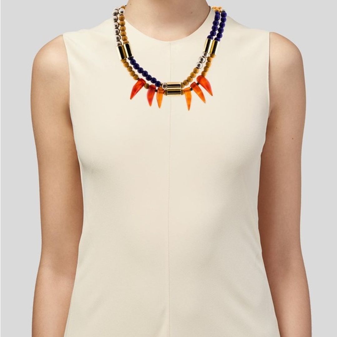 Lizzie Fortunato Gold-Tone Necklace with Resin, Carved Carnelian & Bead Turquoise