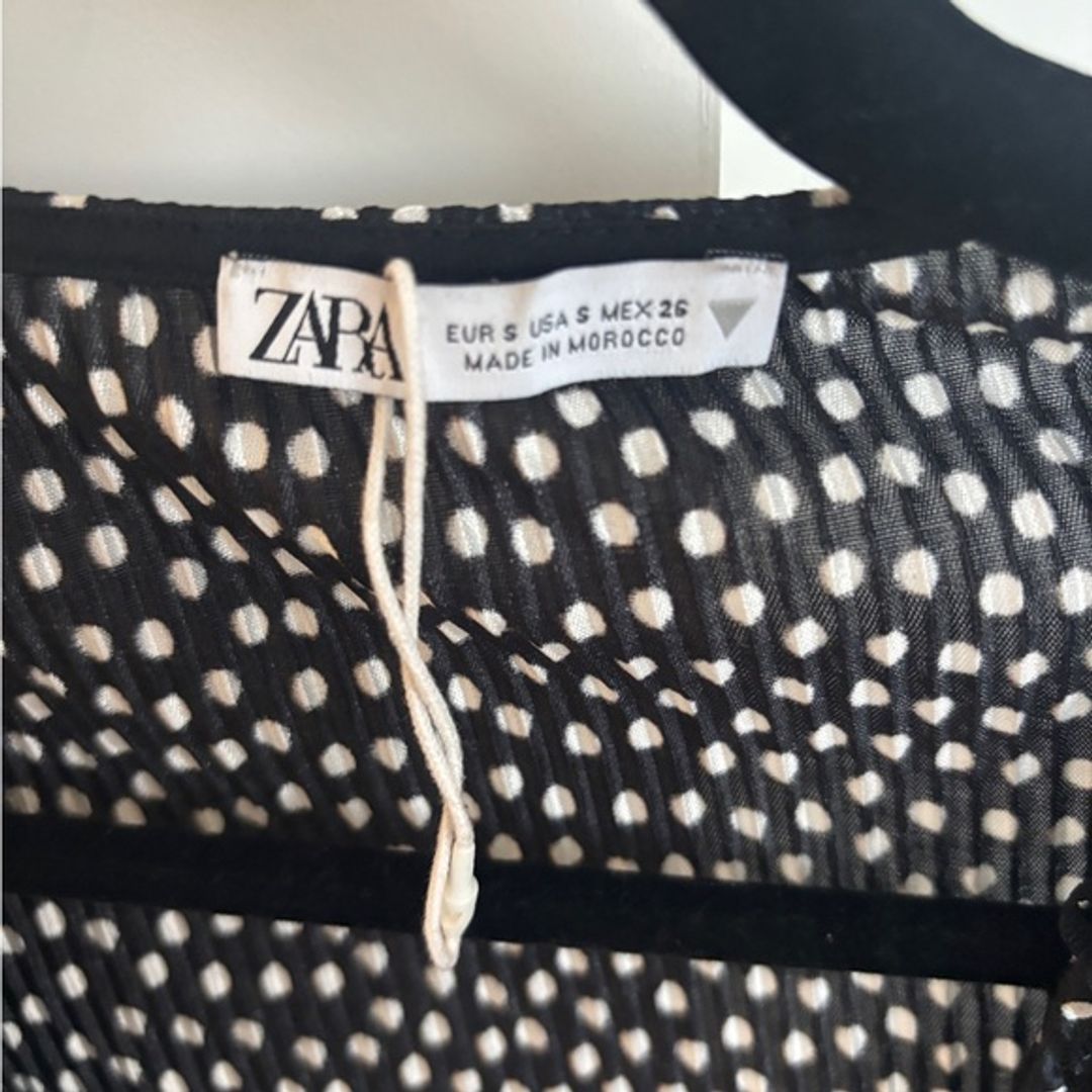 Zara Black & White Polka Dot Blouse with Balloon Sleeves