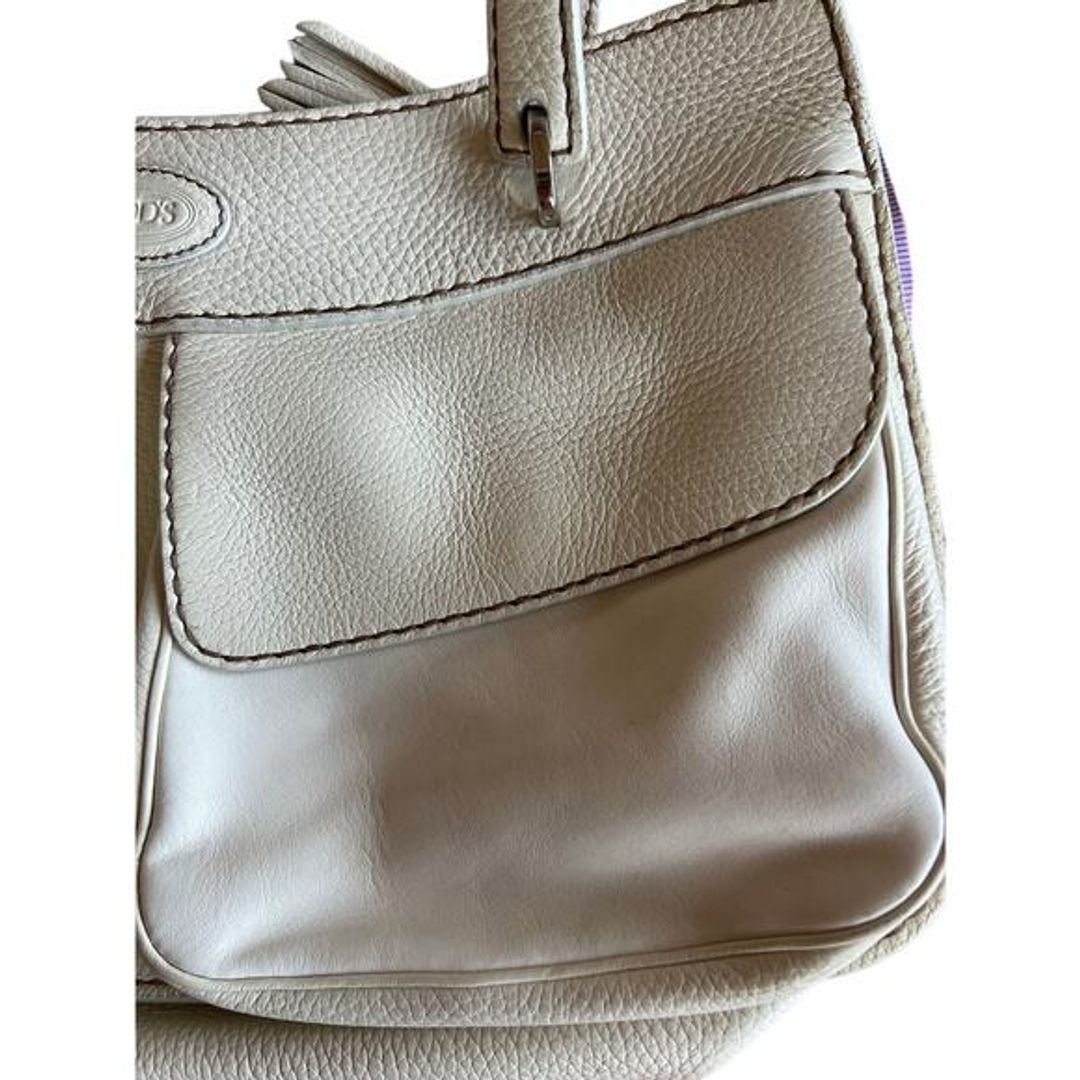 Tod's Handbag Cream Pebbled Leather Shoulder Bag