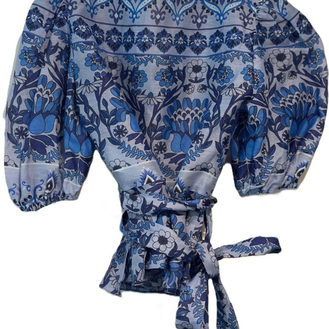 Sandro Cropped Printed Wrap Top