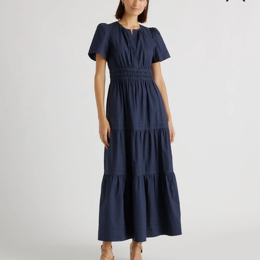 100% Organic Cotton Poplin Tiered Maxi Dress #2