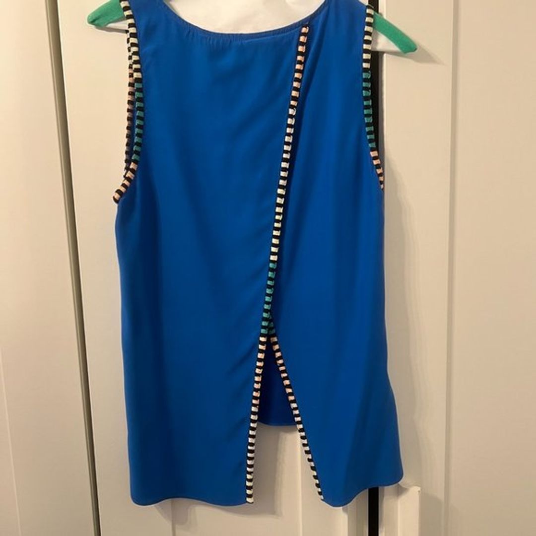 Parker Tribal Embroidered Trim Open Back Top