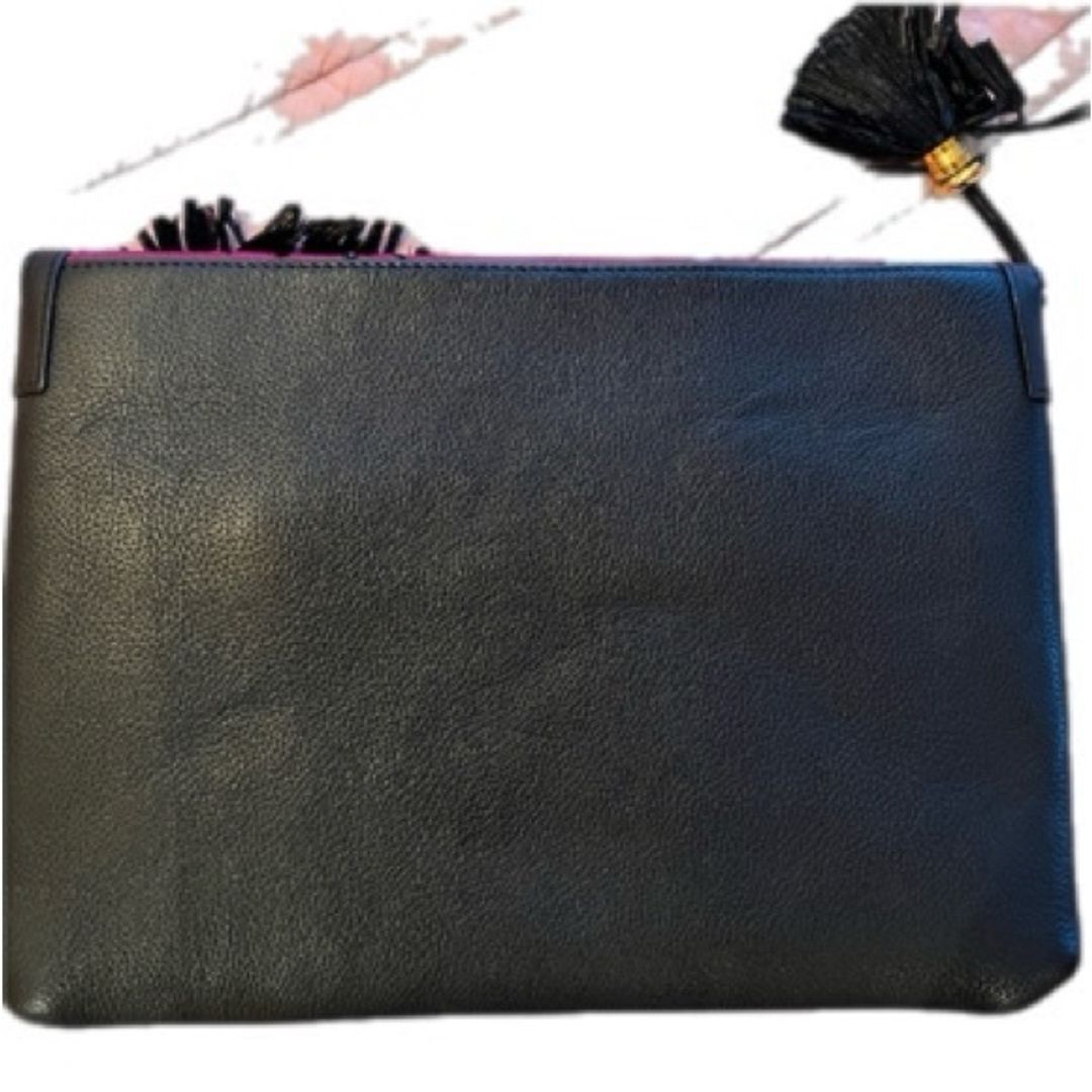 Lizzie Fortunato Port of Call Embroidered Black Leather Clutch