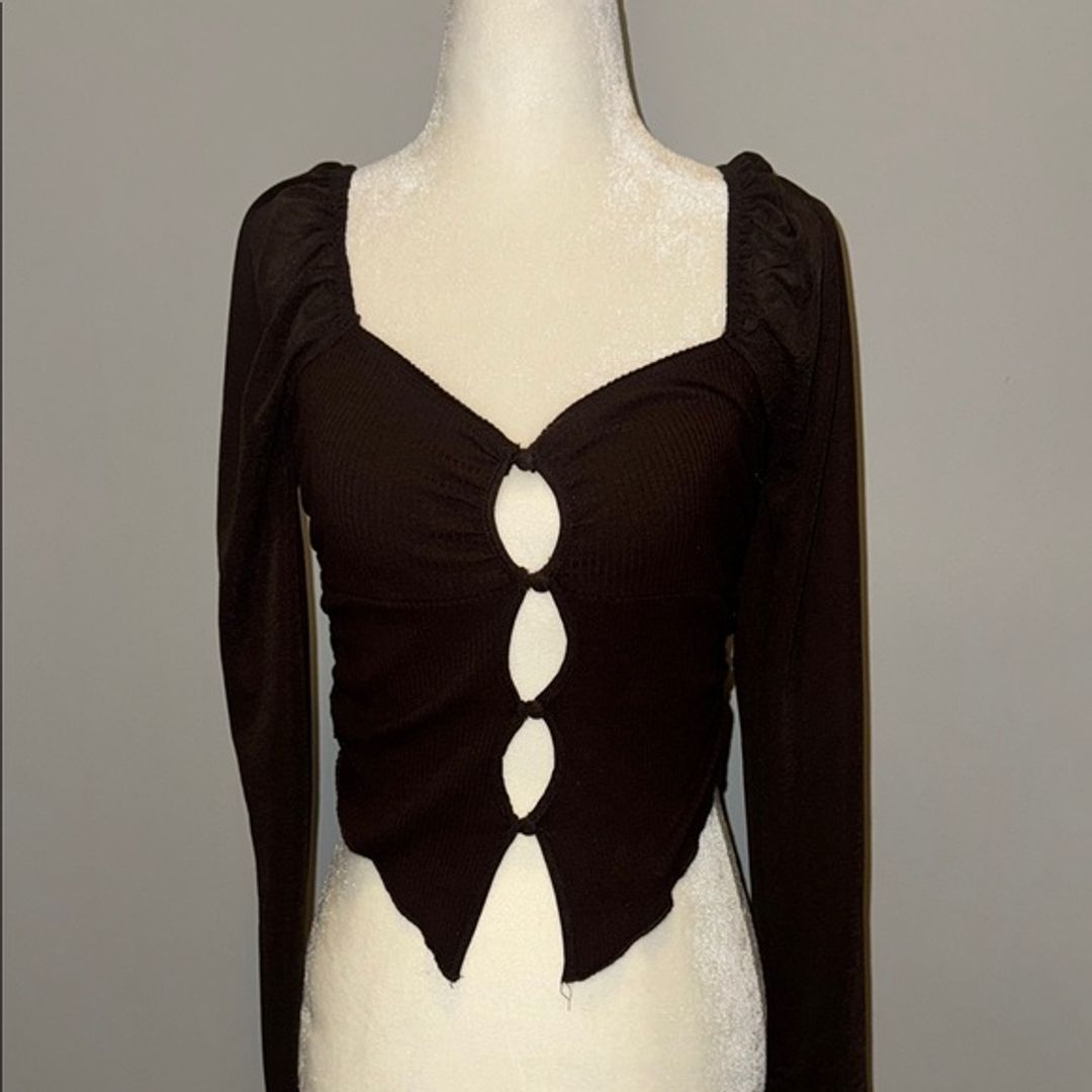 Urban Outfitters Brown Cut-Out Blouse