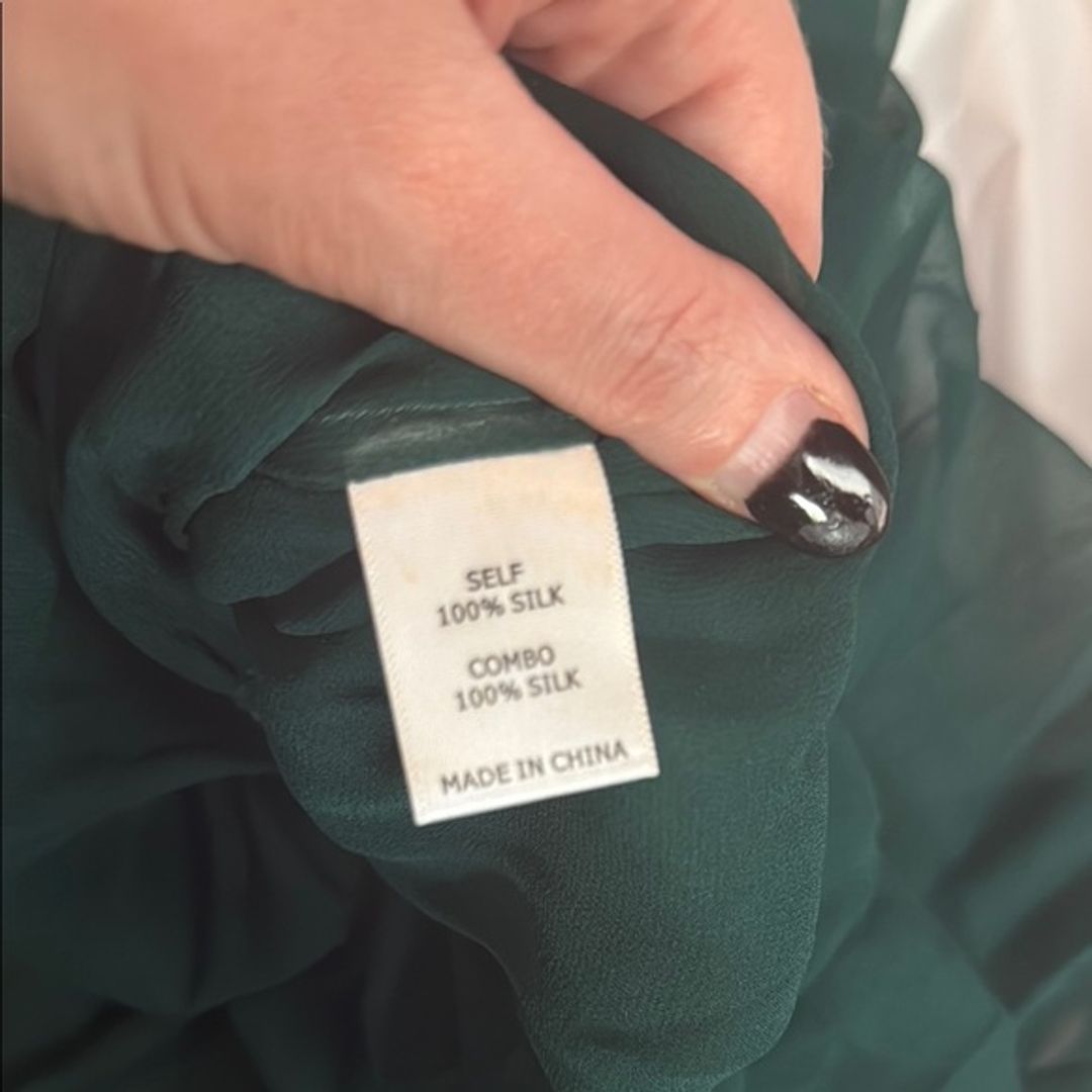 La Ligne Dark Green Dress with Sheer Overlay