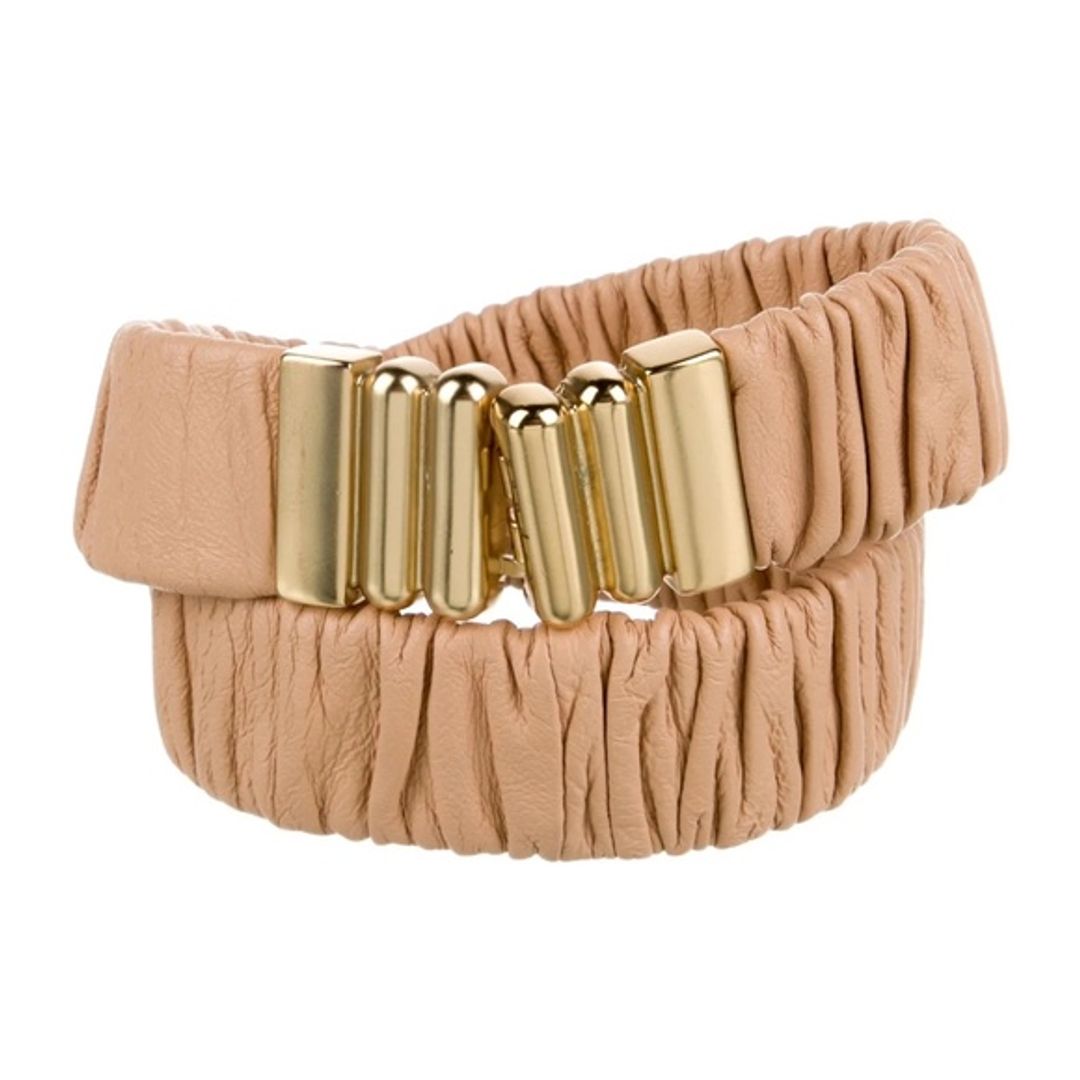 Sandro Ruched Leather Belt with gold buckle - FREE SHIPPING