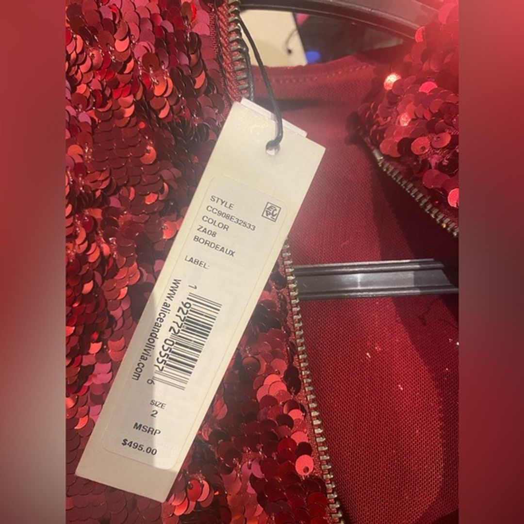 NWT Alice + Olivia Burgundy Sequin Dress