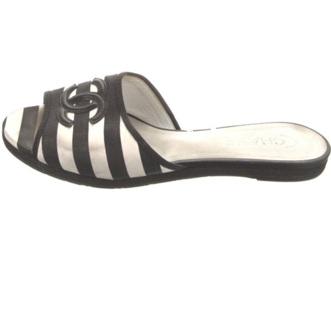 Chanel Black and White Sandals CC