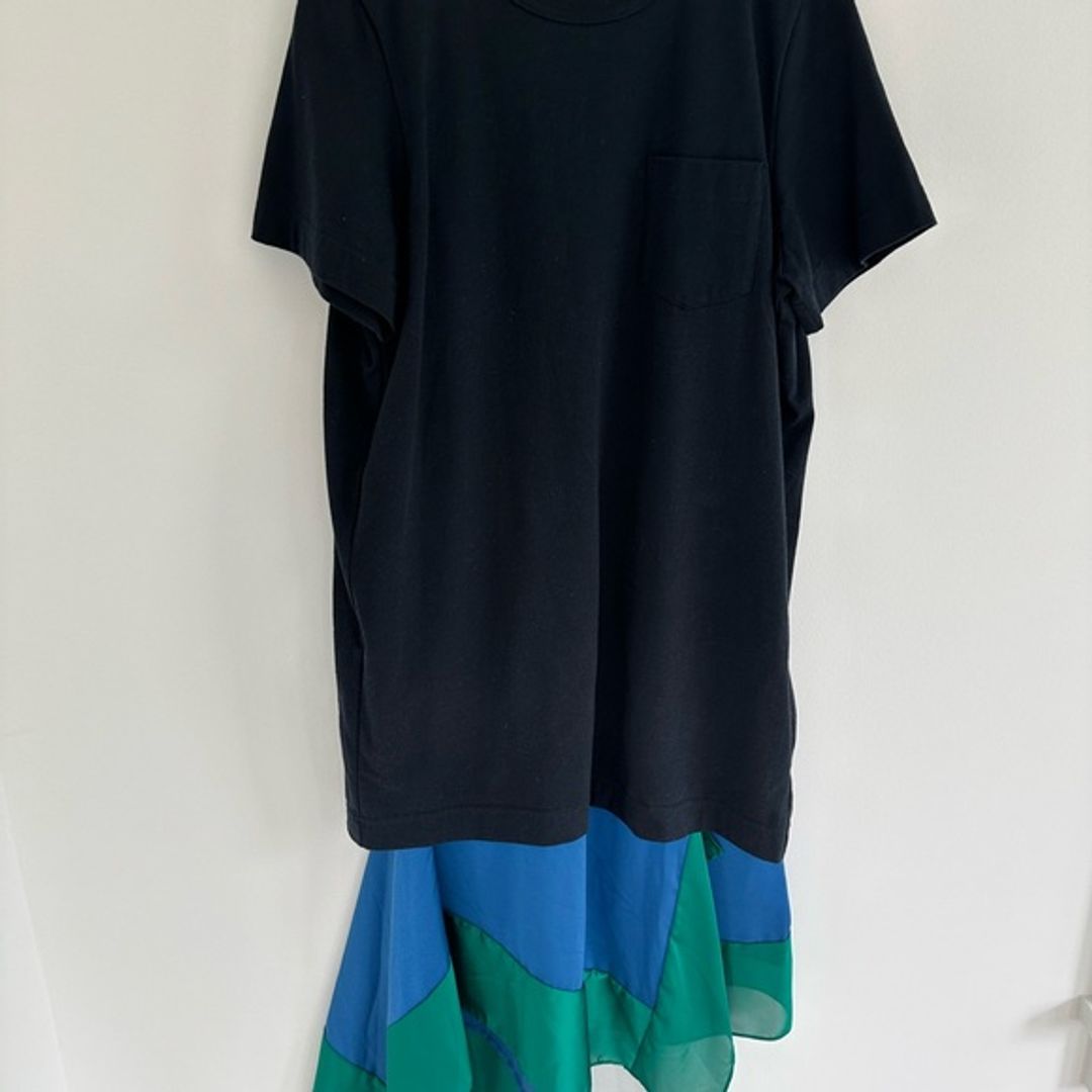 Sacai Double Layer Chiffon and Jersey T-Shirt Dress