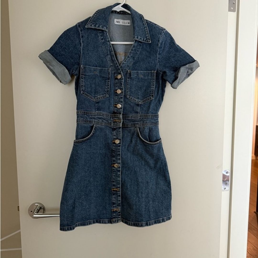 Zara Blue Denim Button-Down Dress