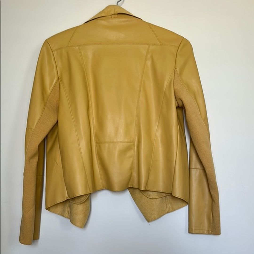 Bagatelle Faux Leather Moto Jacket with Design and Draped Lapel
