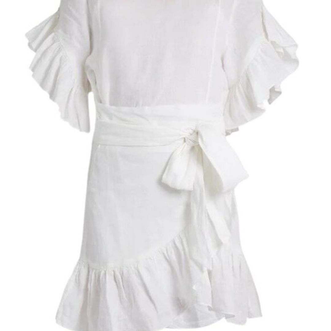 Isabel Marant Etoile Delicia Linen Ruffle Tiered Mini Dress