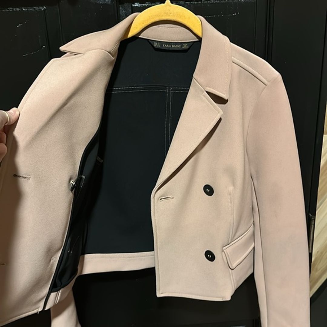 Zara Double Breasted Cropped Jacket #4