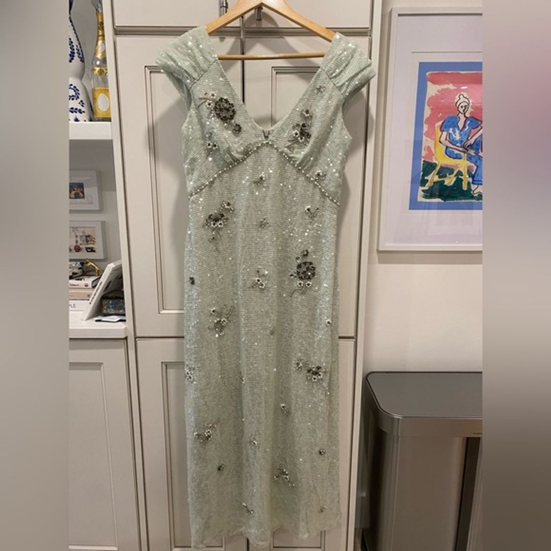 Mint Green Sequin & Embellished Dress