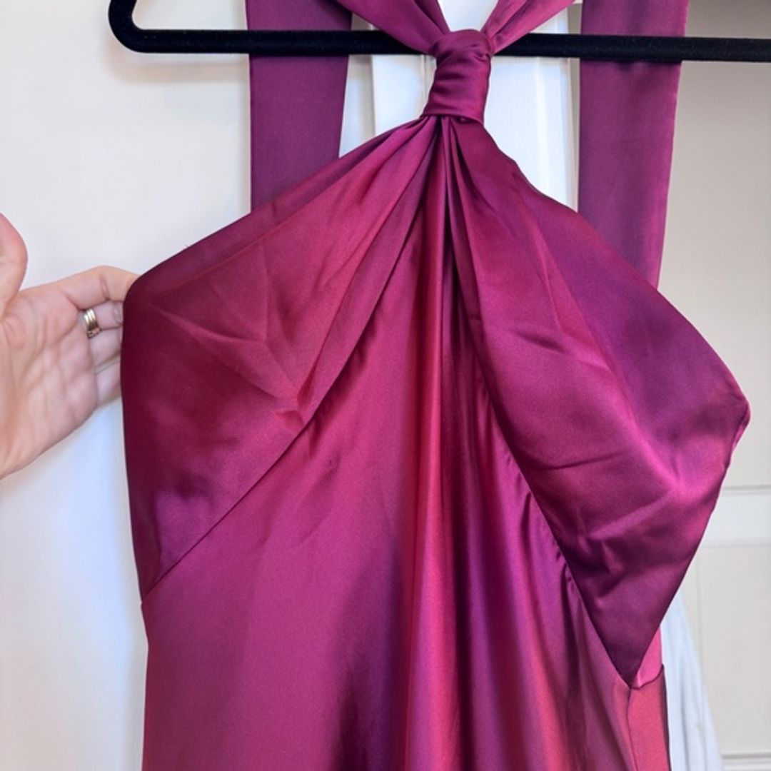 Monique Lhuillier Mallory Satin Halterneck Gown