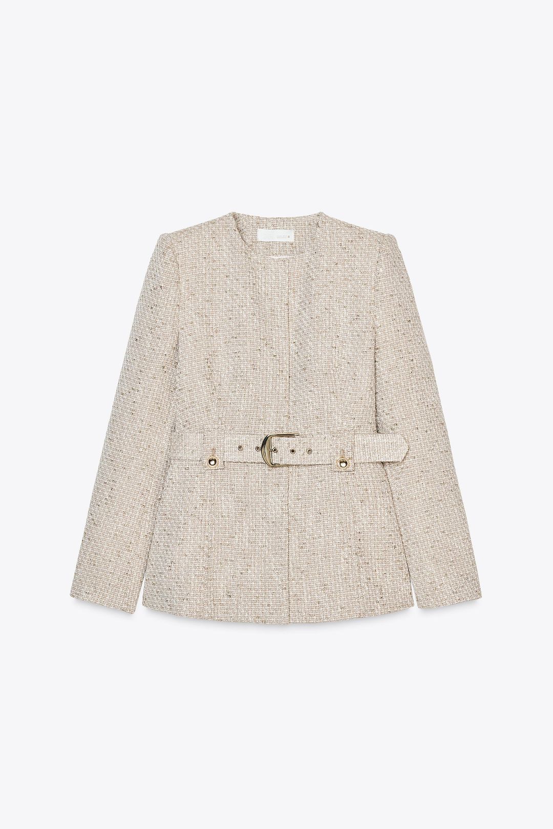 BELTED TEXTURED BLAZER