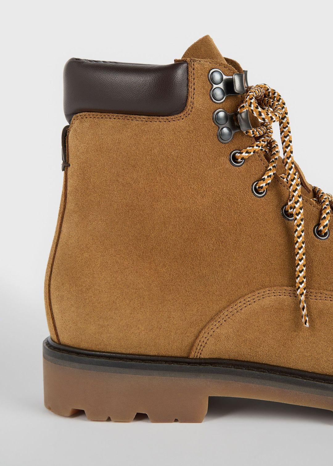 Lace-up suede boots ochre #6