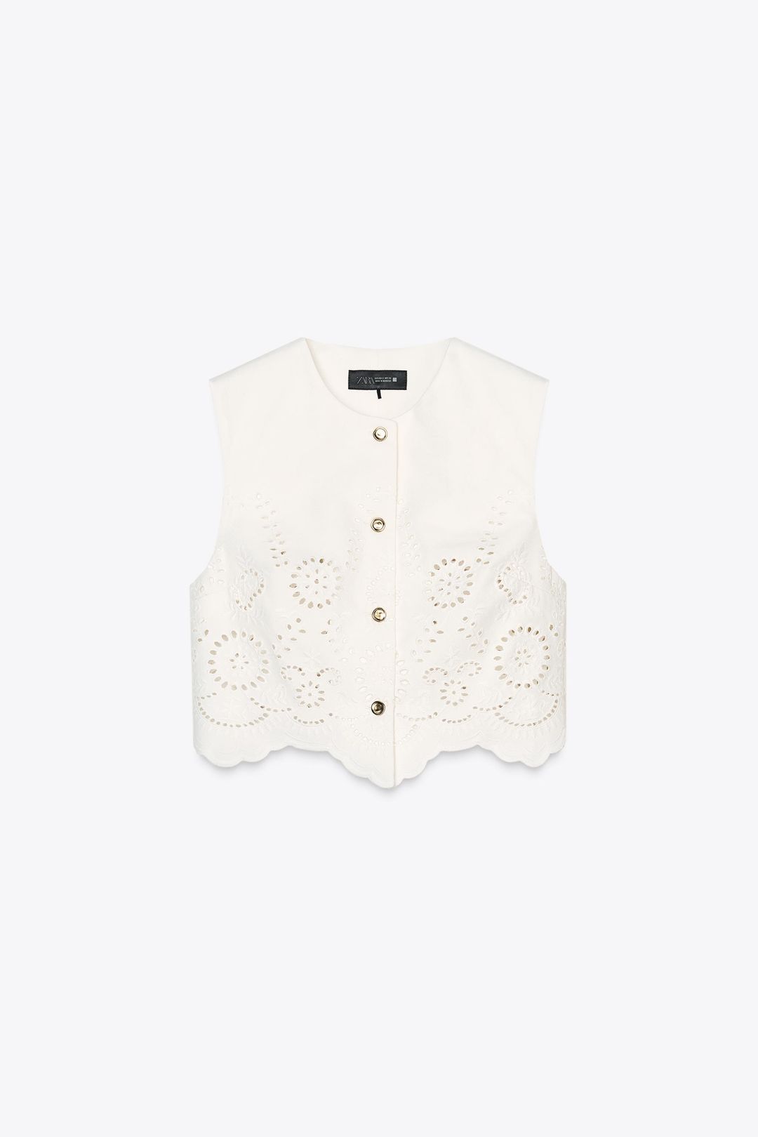 EMBROIDERED EYELET VEST TOP