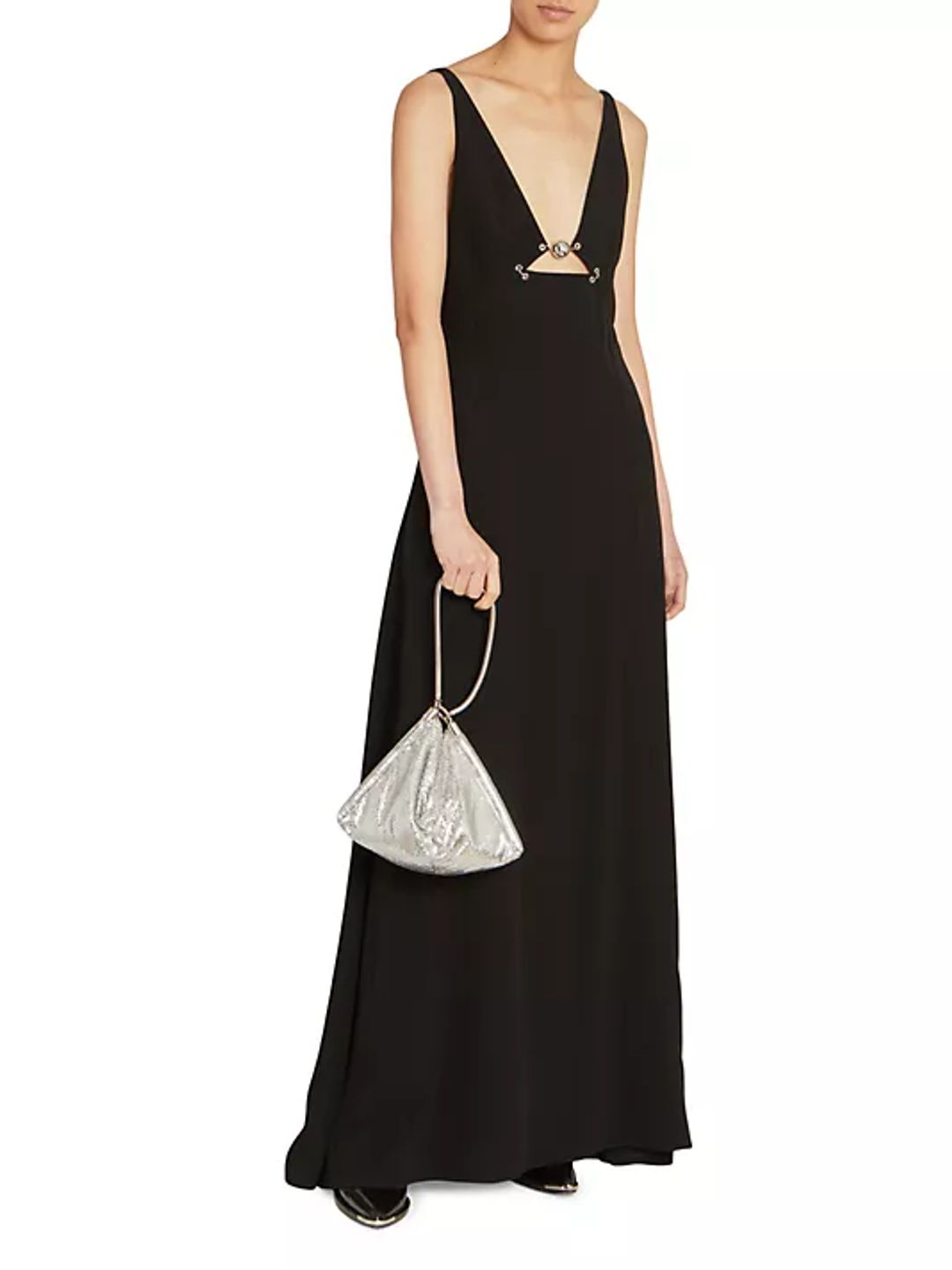 Cutout embellished crepe maxi dress