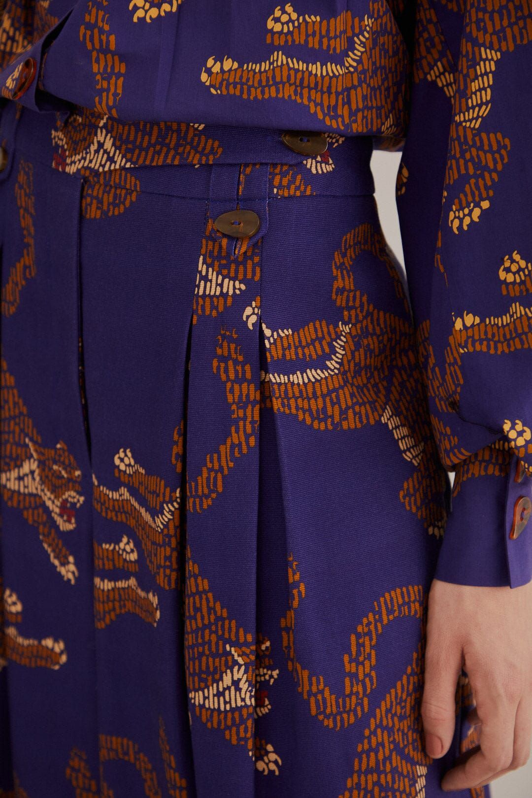 Navy Blue Leopards Tailored Pants #5