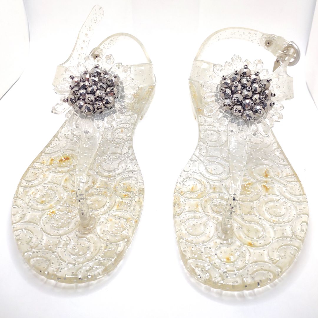 Hilda Gold Glitter Jelly Sandals With COA Size 6