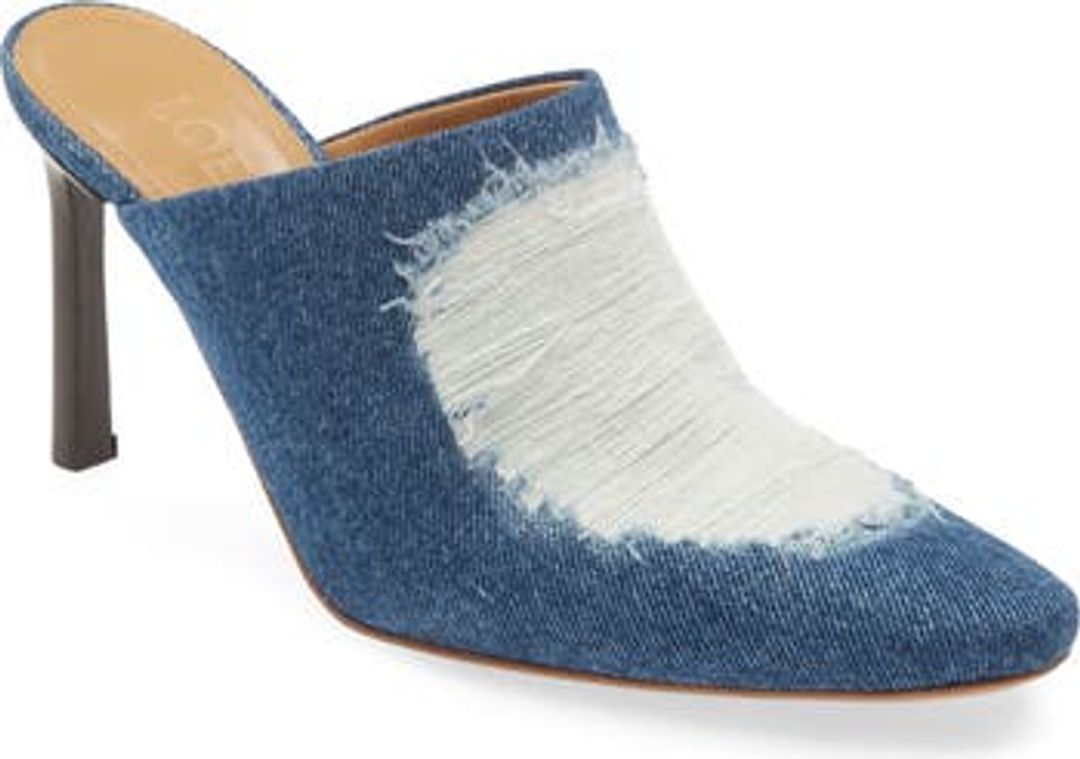 Ripped Denim Mule
