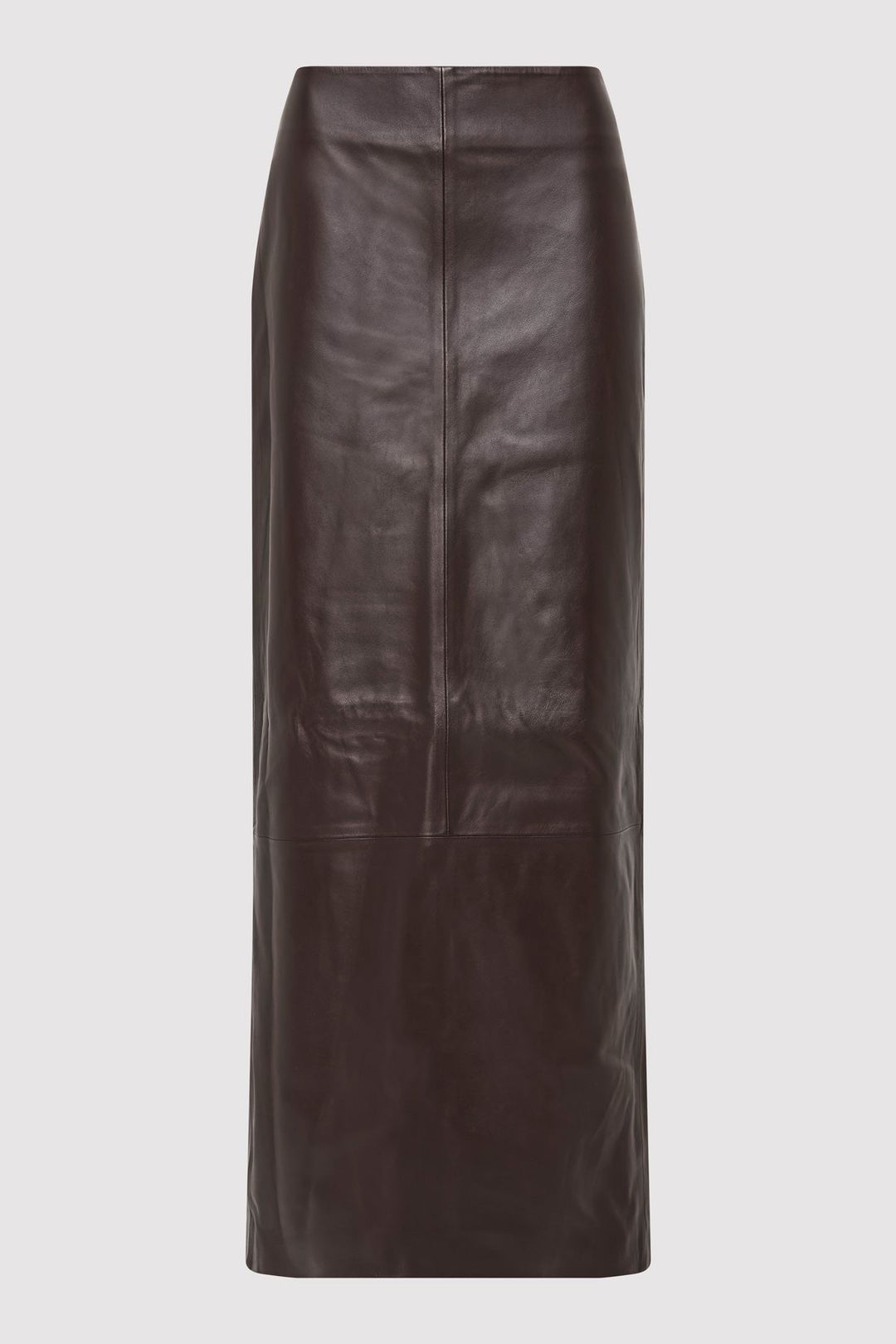 Leather Column Skirt - Chocolate #6
