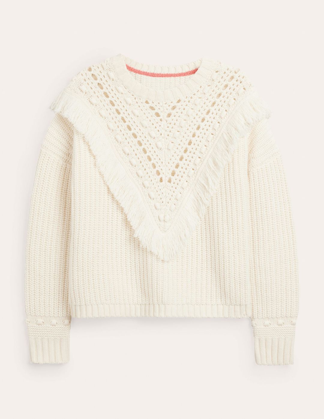 Fringe Detail Ribbed Sweater-Warm Ivory #5