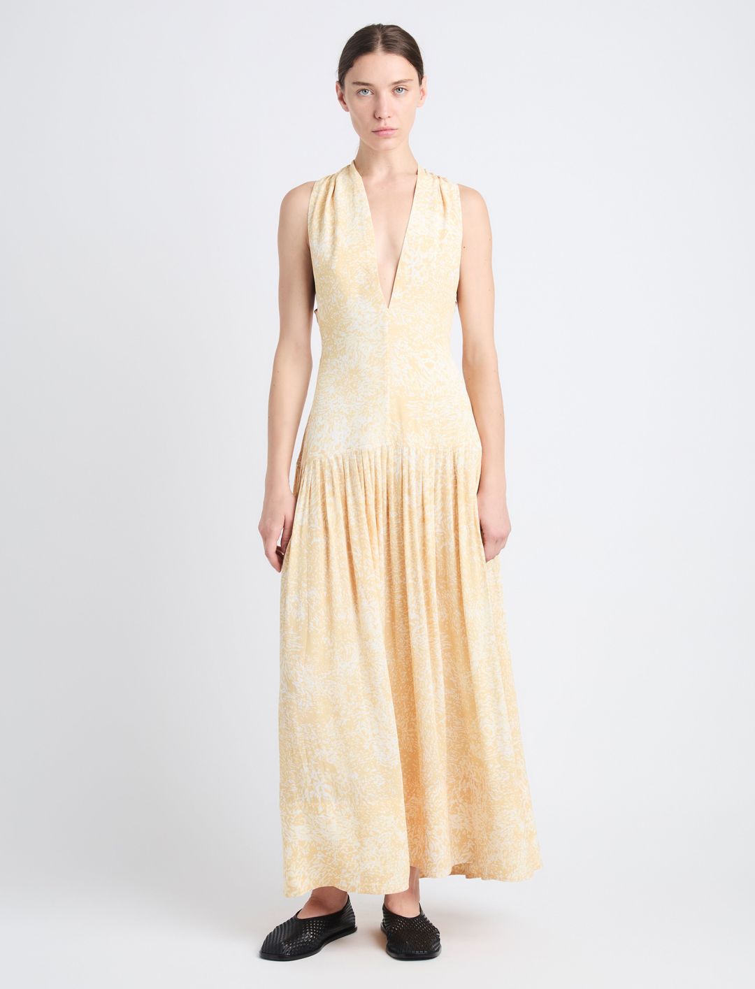 Simone Twist Back Dress in Printed Viscose Crepe