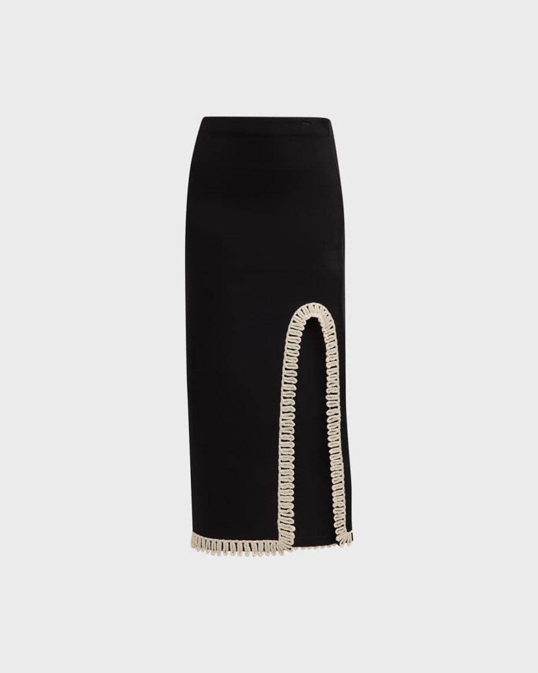 Gabie Side-Slit Braid-Trim Maxi Skirt
