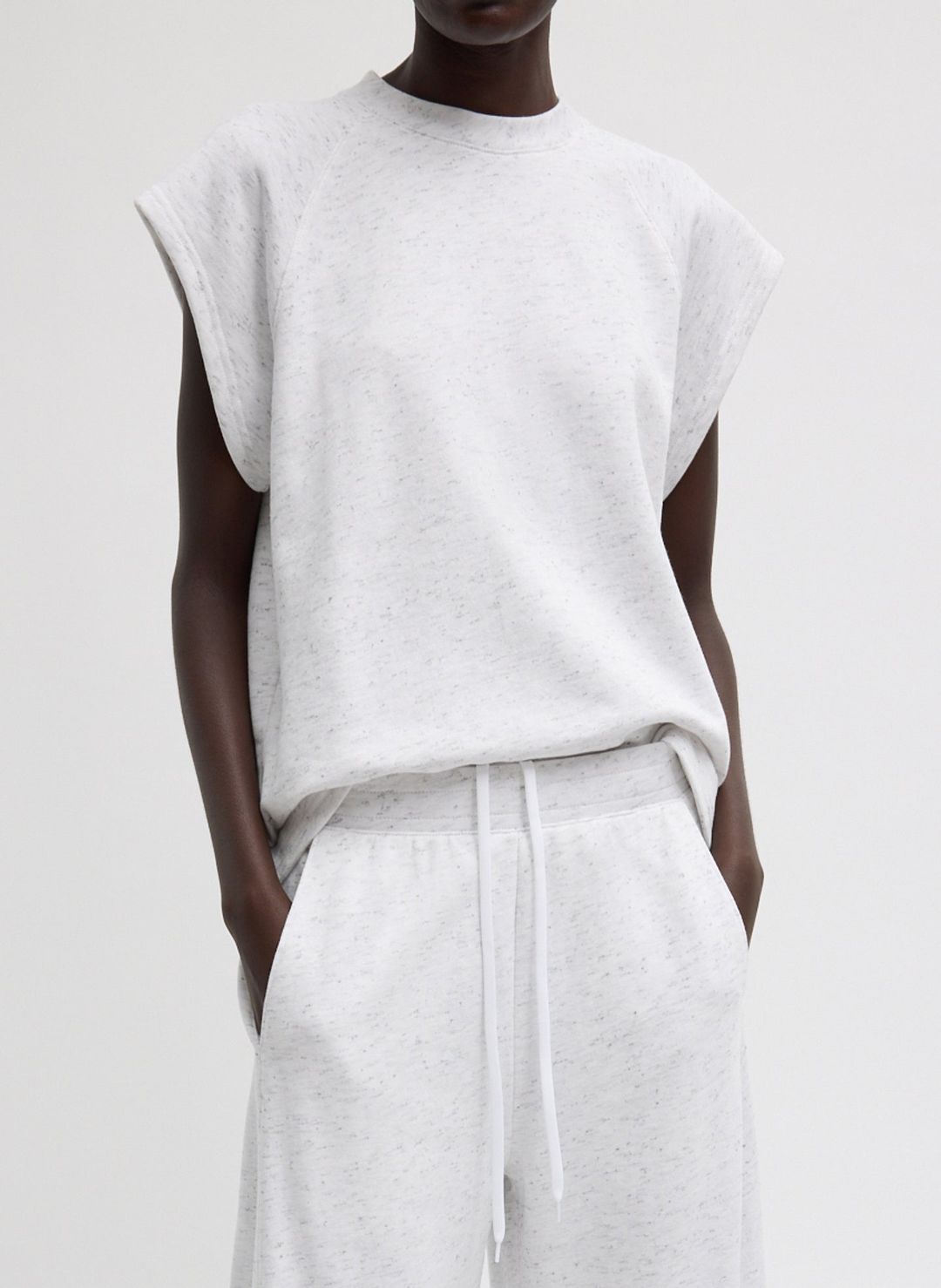 Spring Tweedy Sweatshirting Sleeveless Easy Top