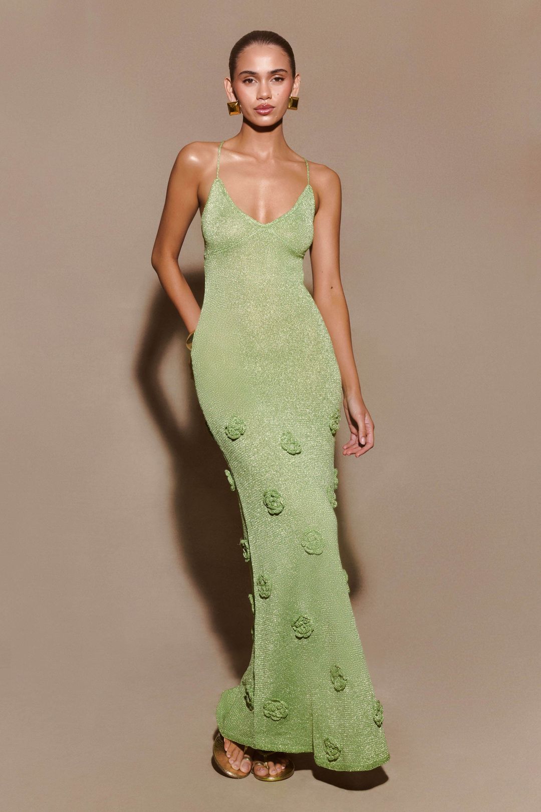 Suki Metallic Knit Maxi Dress - Pastel Green #6