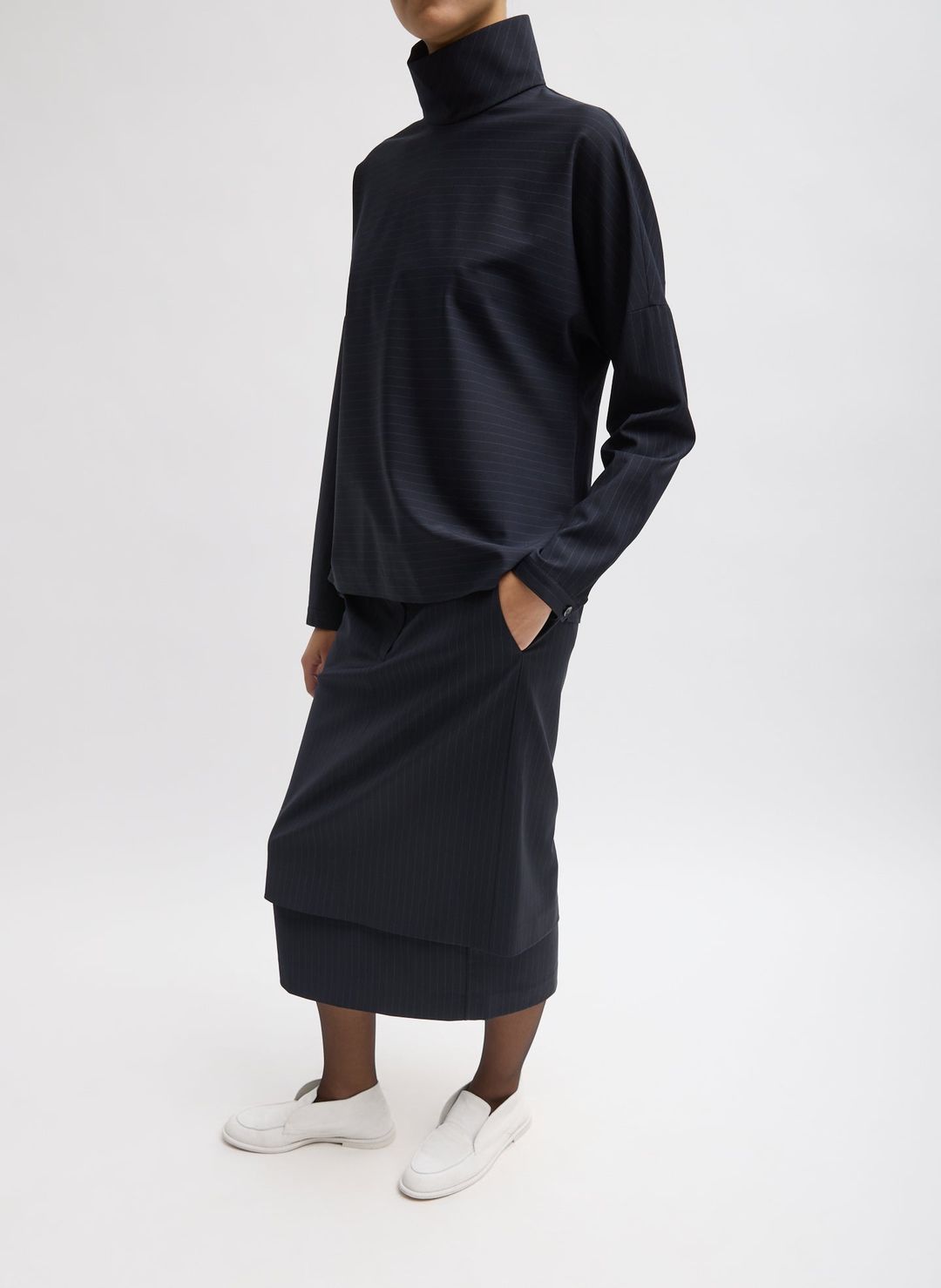 Mier Pinstripe Convertible Skirt #7