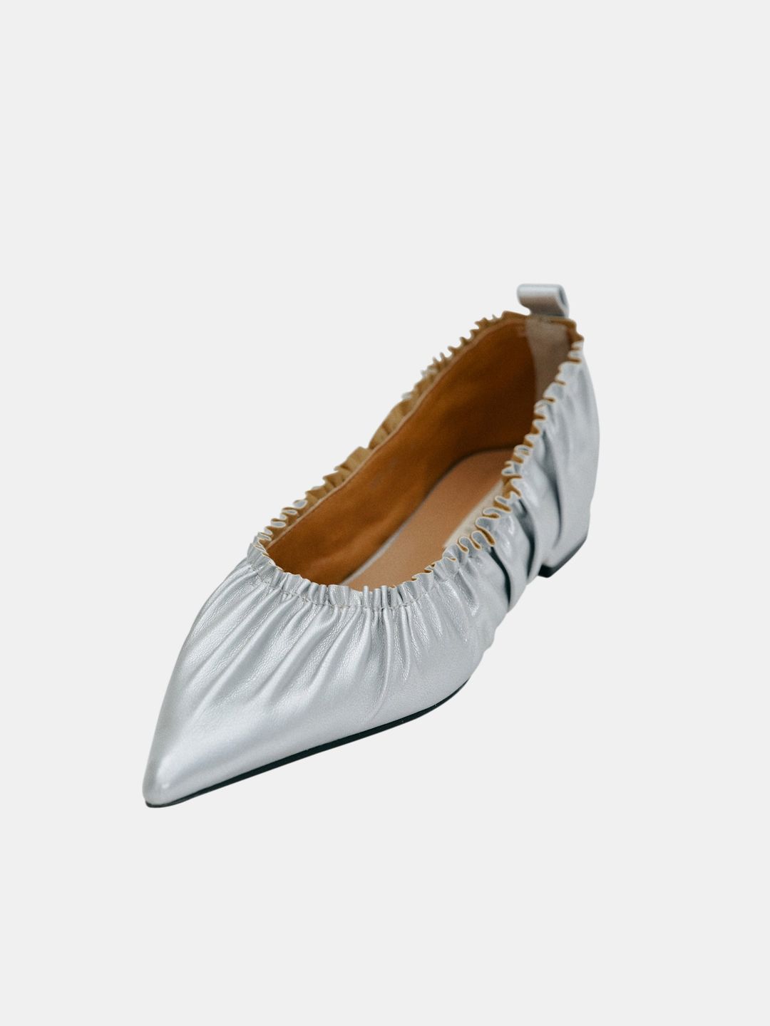 Scrunchie Ballerina Flats, Silver #4